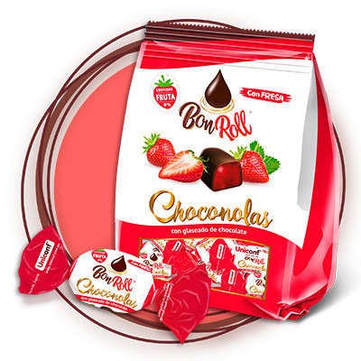 BonRoll étcsokoládéval bevont zselécukor, eper ízesítéssel, 80gr